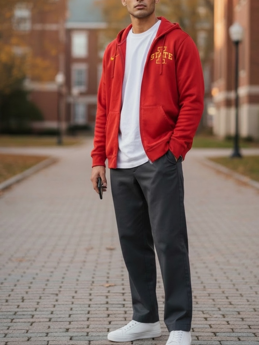 Nike Therma‎ Fit Iowa State Cyclones Full Zip Hoodie Red Men's Large